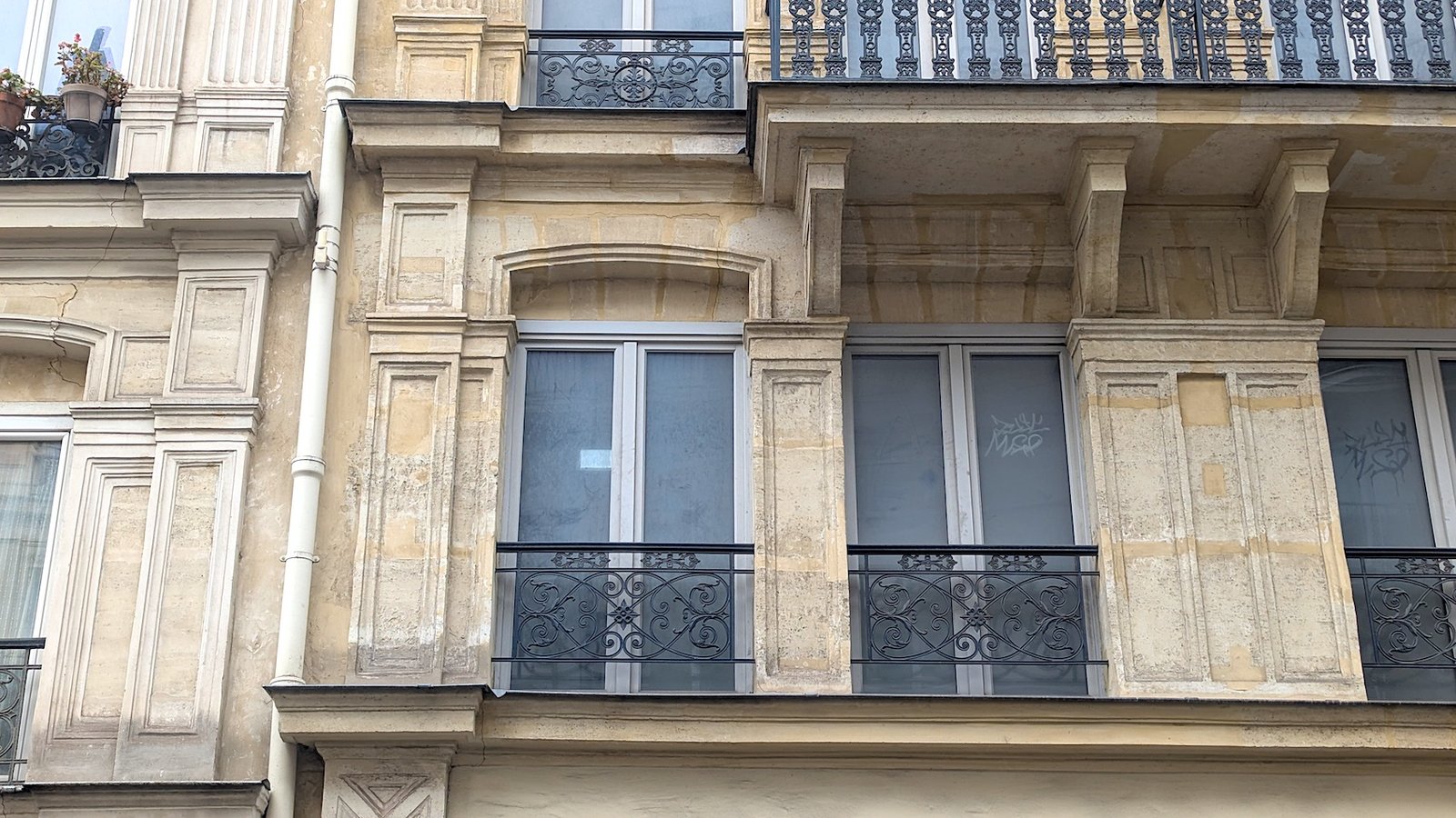 The opaque windows of the RATP building at 14 Rue Lafayette in the 10th arrondissement in Paris.